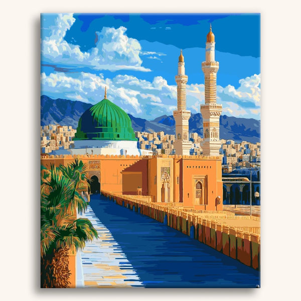 Medina Skyline – Islamic Paint by Numbers Kit – Mystery Color