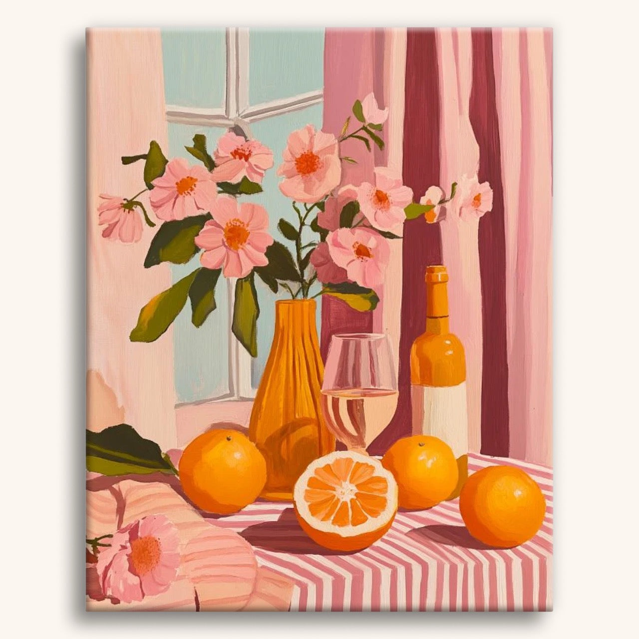 Orangenwein und Blumen